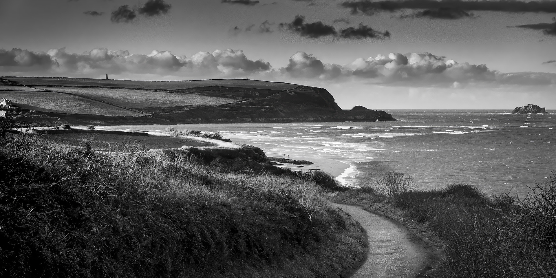 Path to Harbour Cove beach, Padstow, Cornwall, B&W photography